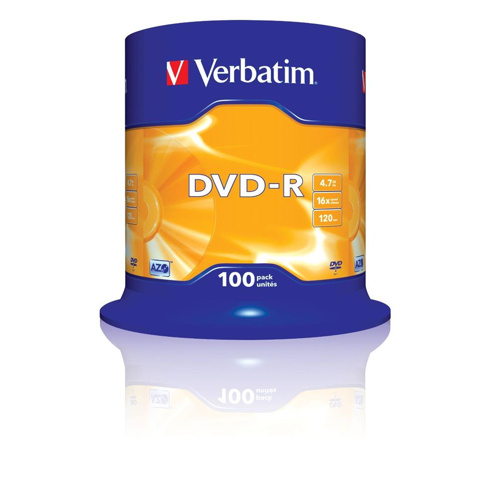 VERBATIM DVD-R 4.7GB 16X 100PK SPINDLE